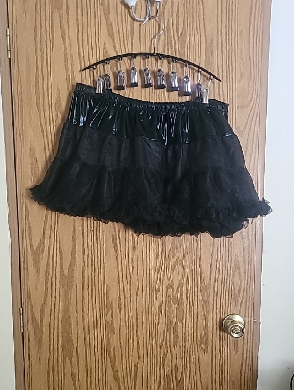 Black Ruffled Mini Skirt with Elastic Waist